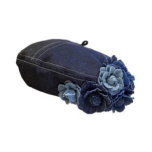 2935 Denim Flower Beret Hat Painter For Women French Artist Casual